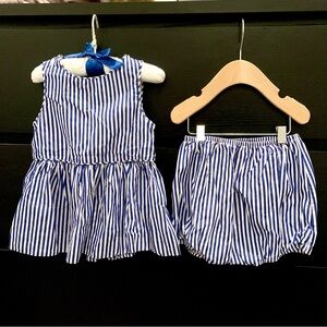 Ralph Lauren 24m Bengal Stripe Dress and Bloomer Shorts 2 Pc Set